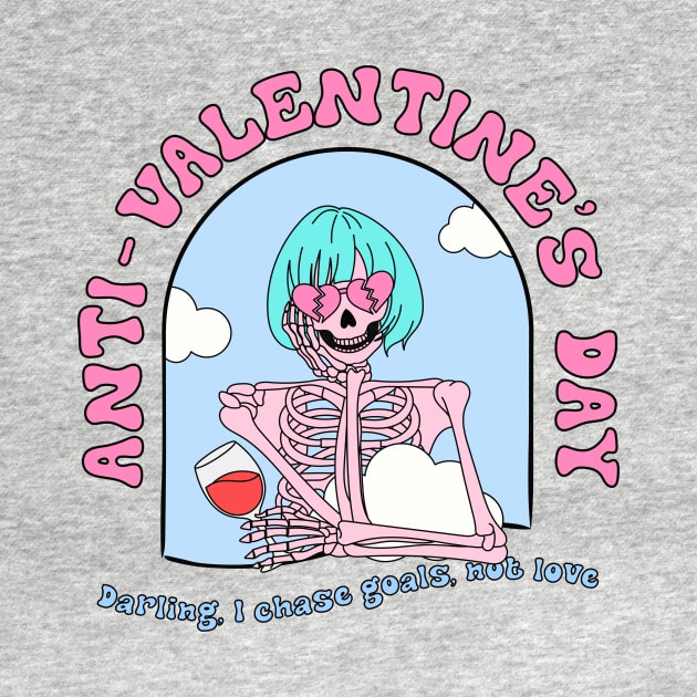 Anti-Valentine's Day Chasing Goals Not Love Logo Design by Al-loony